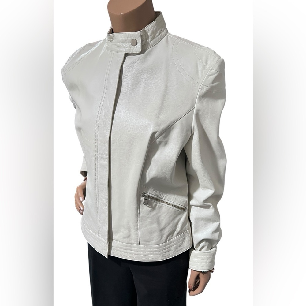 White Leather Jacket Nine West☑️ - Picture 5 of 9